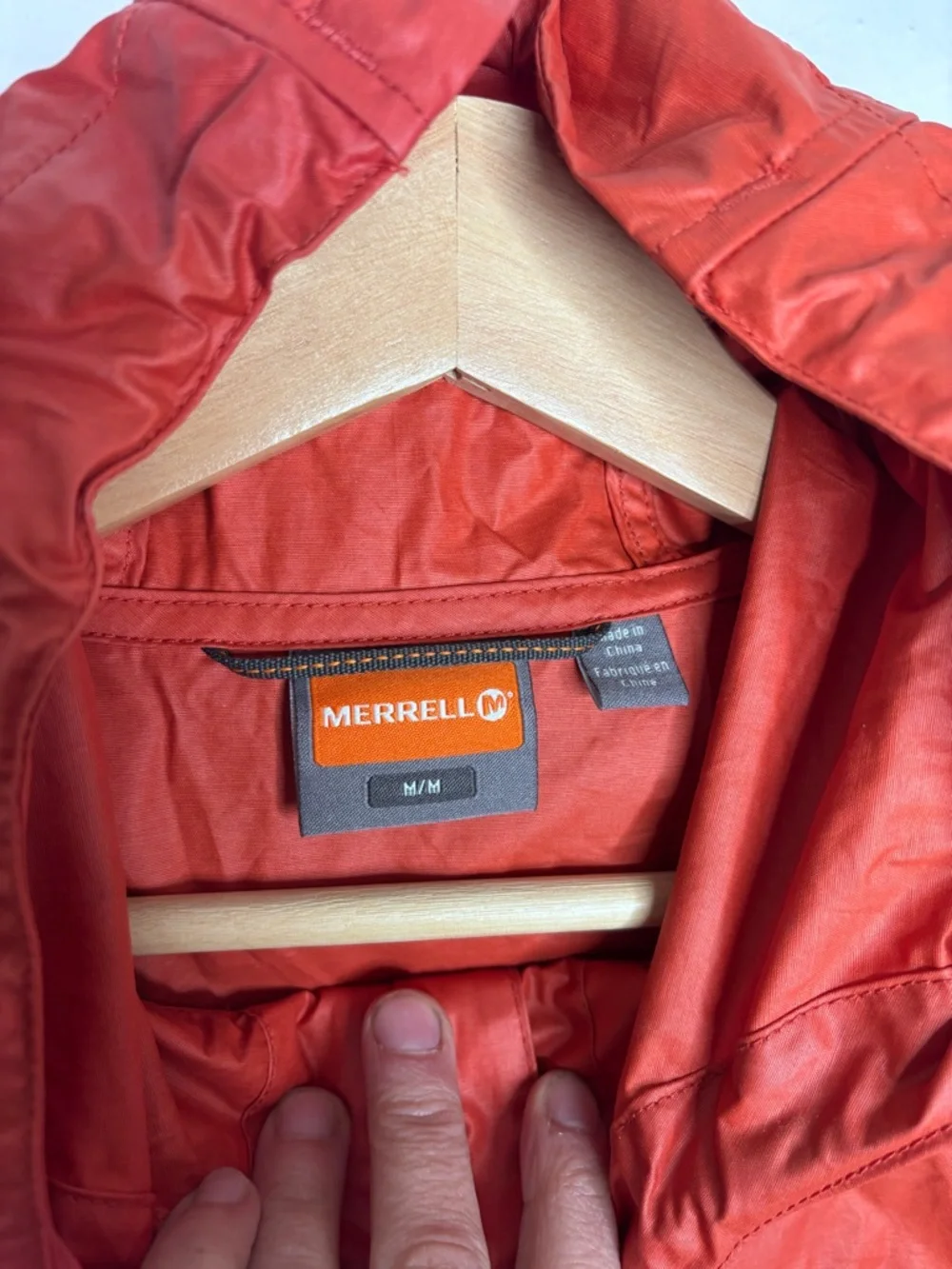 Vintage Merrell Red Anorak Pullover Hooded Windbreaker Half Zip Size M